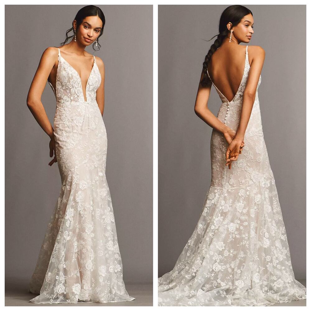 Rish Azalea BHLDN Anthropologie Lace Wedding Dress Size 16 NWT